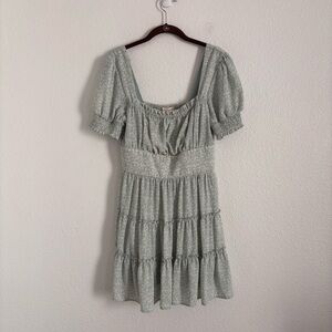 Altar'd State Women's Size Large Blue Floral Short Sleeve Mini Dress